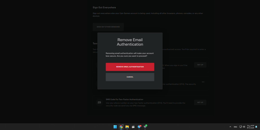 خاموش کردن تایید دو مرحله ای اپیک گیمز